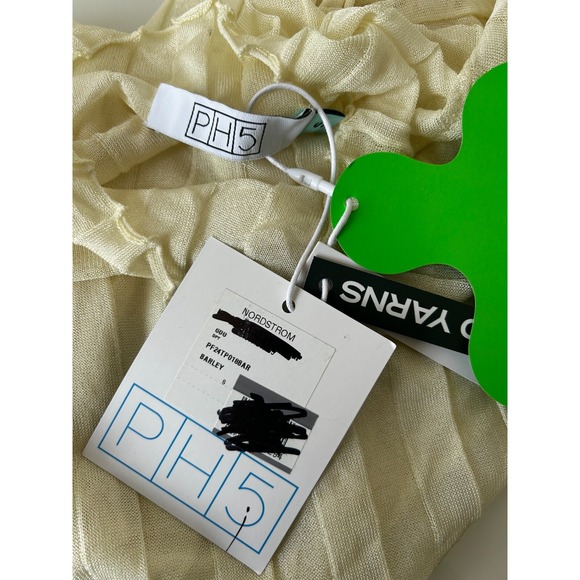 NWT* PH5 Sheer Rib Funnel Neck Knit Top Long SleeveSide Slit Barley Size Small - Picture 5 of 11